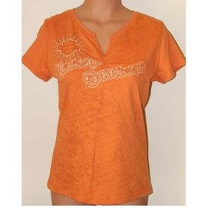Harley Davidson Tee Women's M Shallotte NC Orange